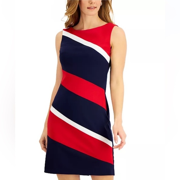 Connect Apparel Diagonal Stripe Sheath Dress Sz 6 - Picture 6 of 8
